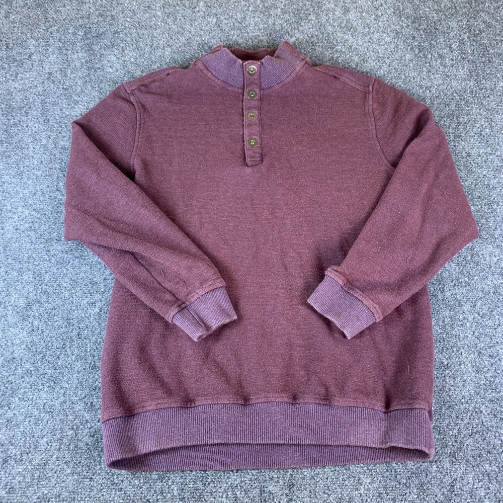 Hathaway Sweater Mens Large Maroon Knit Cotton Mock Neck Long Sleeve Pullover